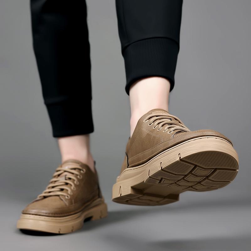 Новые высококачественные мужские модные повседневные туфли на шнуровке с толстой подошвой, нескользящие, брендовые классические удобные спортивные повседневные туфли из коровьей кожи