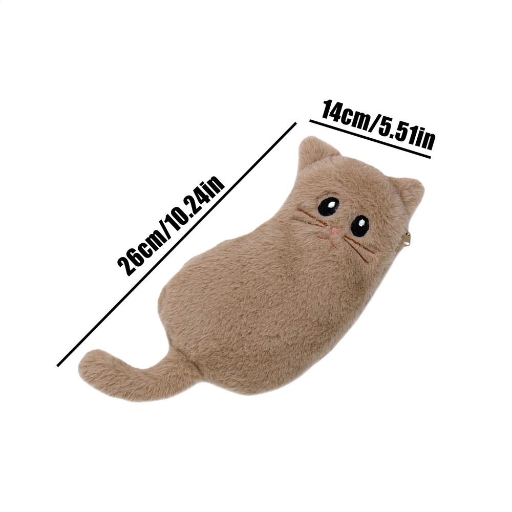 Pencil Case Cartoon Cat Shape Plush Pen Bag Large Capacity Lovely Plush Animal Pencil Organizer Case School Stationery Storage