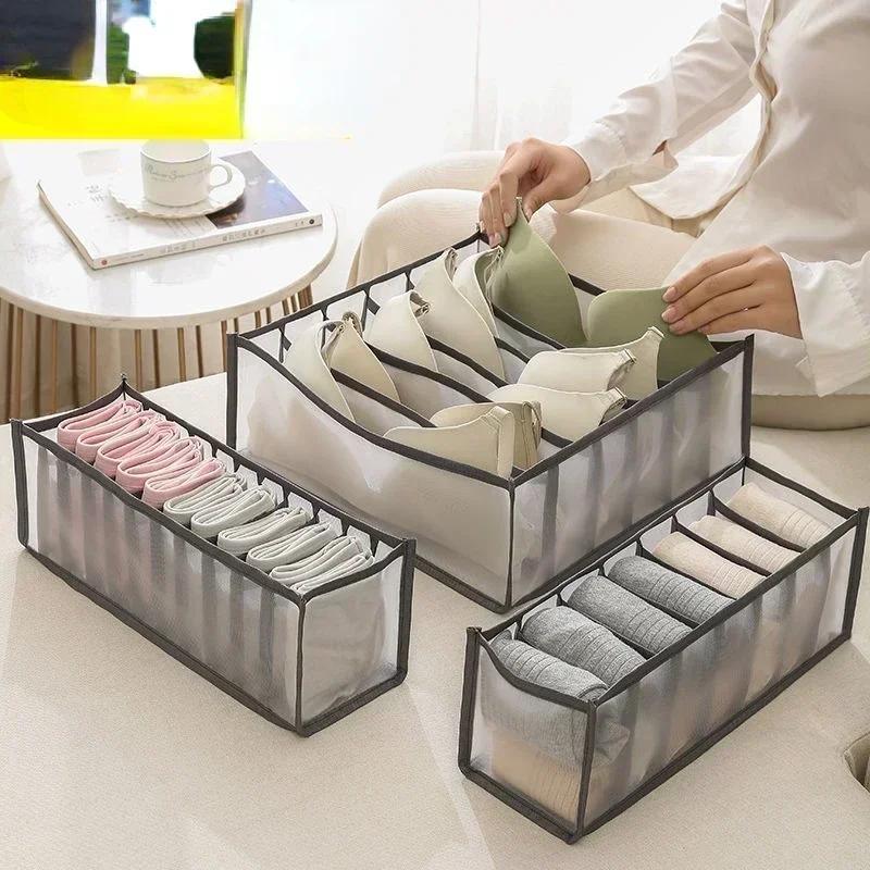 Closet Organizer Underwear Organizer Socks Home Separated Underwear Storage Box For Wardrobe Clothes Bra Socks Organizers