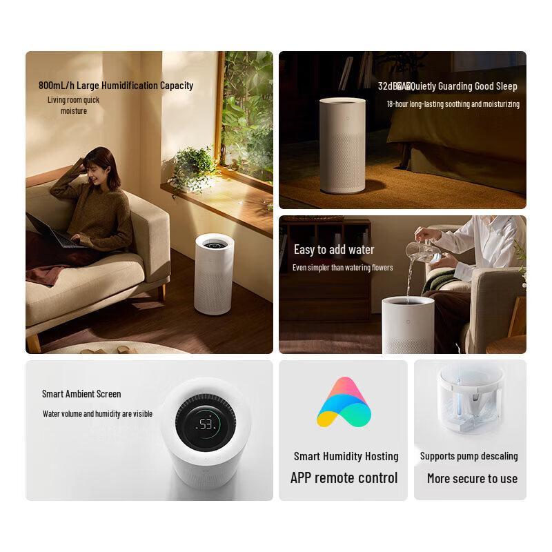 Безтуманный увлажнитель Xiaomi Mijia 800 мл/ч, 3-контактная вилка CN (адаптер в комплекте)