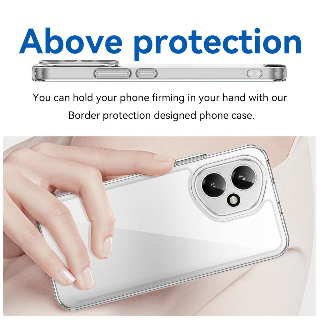 For Honor 400 5G (Global) Case WANLONFENG MF Series TPU Acrylic Clear Phone Cover with Tempered Glass Film