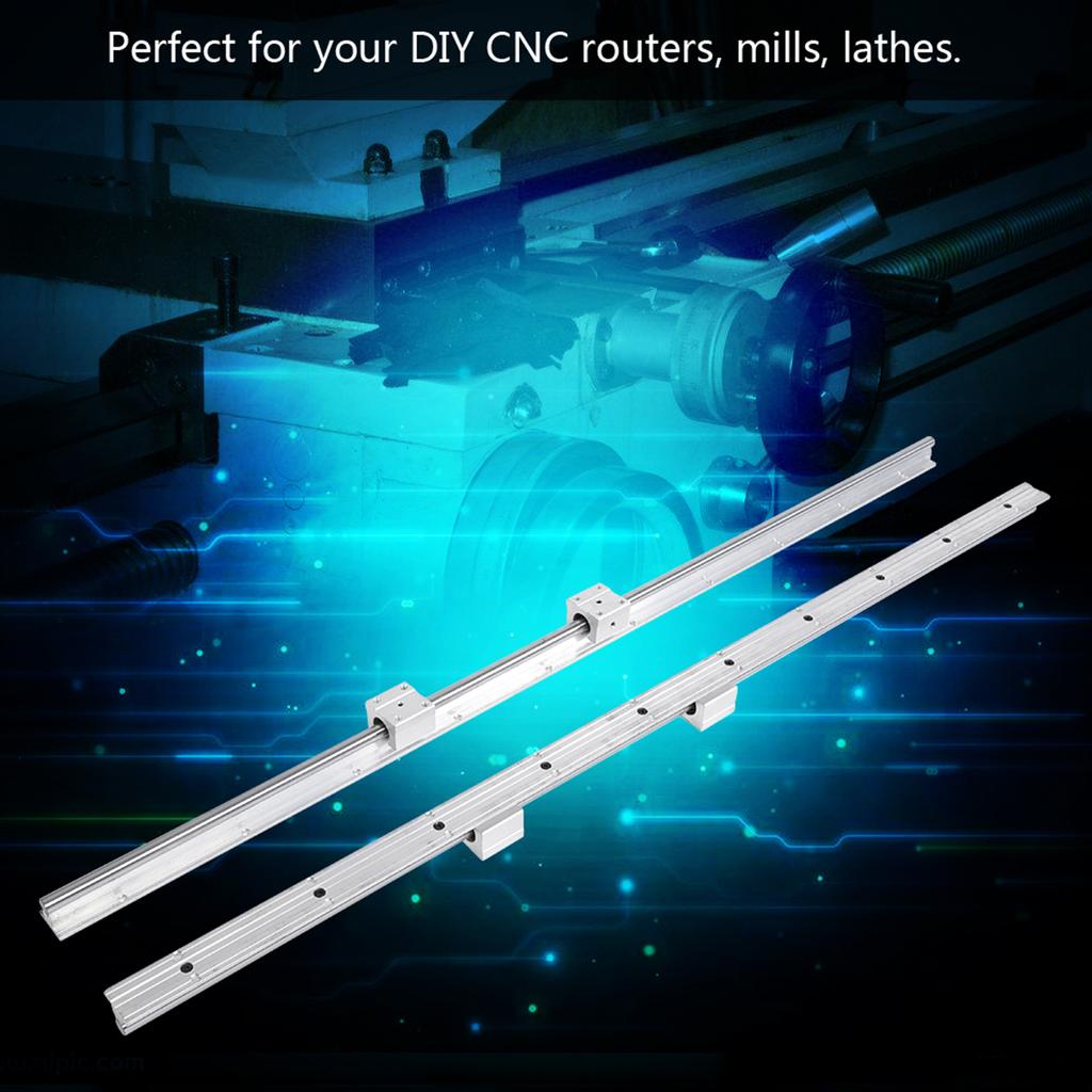 2pcs 1000mm 12mm CNC Linear Grinding Ships, Aluminum Alloy Support Block for Routers, Mills, Lathes