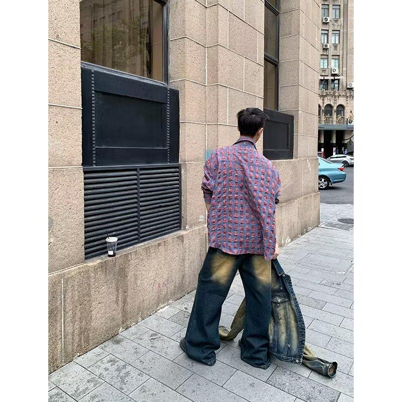 Рубашка с длинным рукавом с буквенным принтом 2024 года в японском стиле в стиле Гонконга, свободная рубашка для мальчиков, летнее модное универсальное повседневное пальто