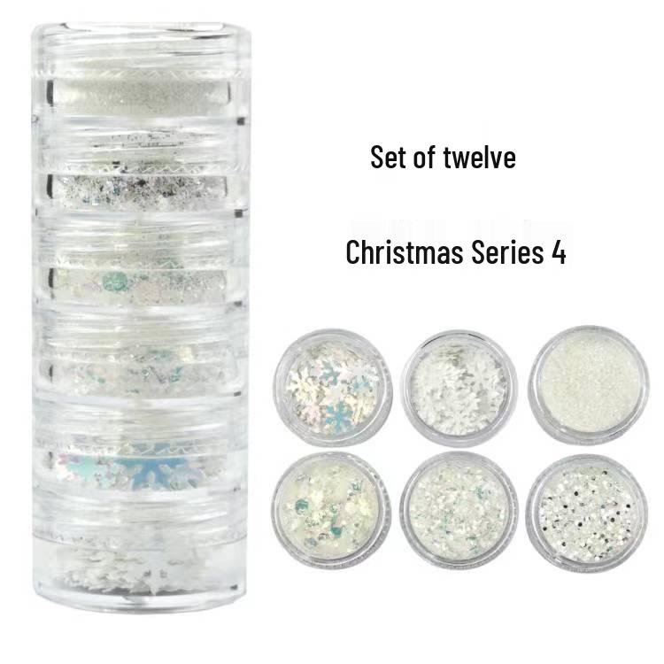 6-Piece Autumn & Winter Maple Leaf Glitter Nail Art Set