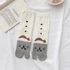 Harajuku Students Cartoon Cotton Split Toe Female Middle Tube Socks Cat Socks Hosiery Two Toe Socks