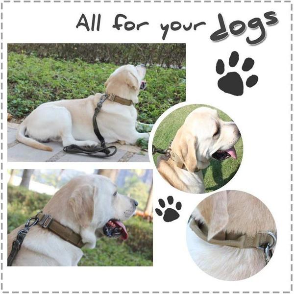 Adjustable Tactical Dog Collar Dog Leash Military Nylon Buckle with Control Handle for Dog Training