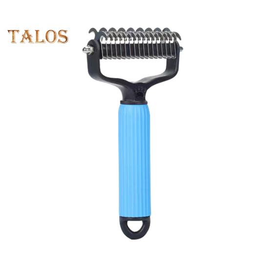 Расческа для распутывания шерсти домашних животных, ручная расческа для подшерстка собак и кошек, двухсторонние зубья из нержавеющей стали, щетка для ухода за шерстью и прореживания шерсти