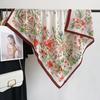 Korean Style Square Fresh Floral Printed Scarf Japanese and Korean Literary Style Lady Temperament Fashionable Travel Photo Outside Shawl