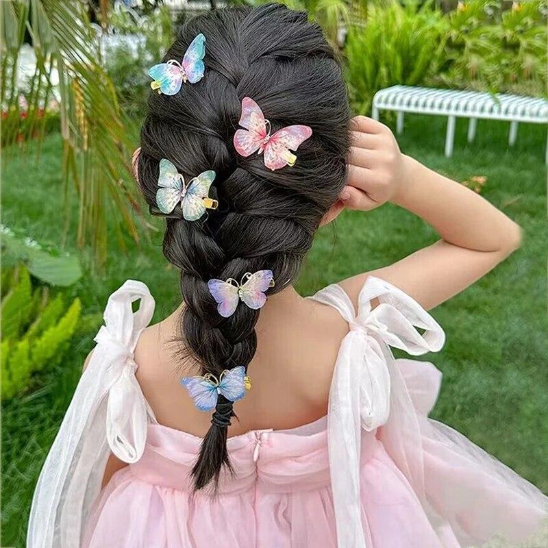 Children's Cute Butterfly Hairpins Sweet Colorful Hair Clips Headwear Korean Rhinestone Barrettes for Baby Girl Hair Accessories