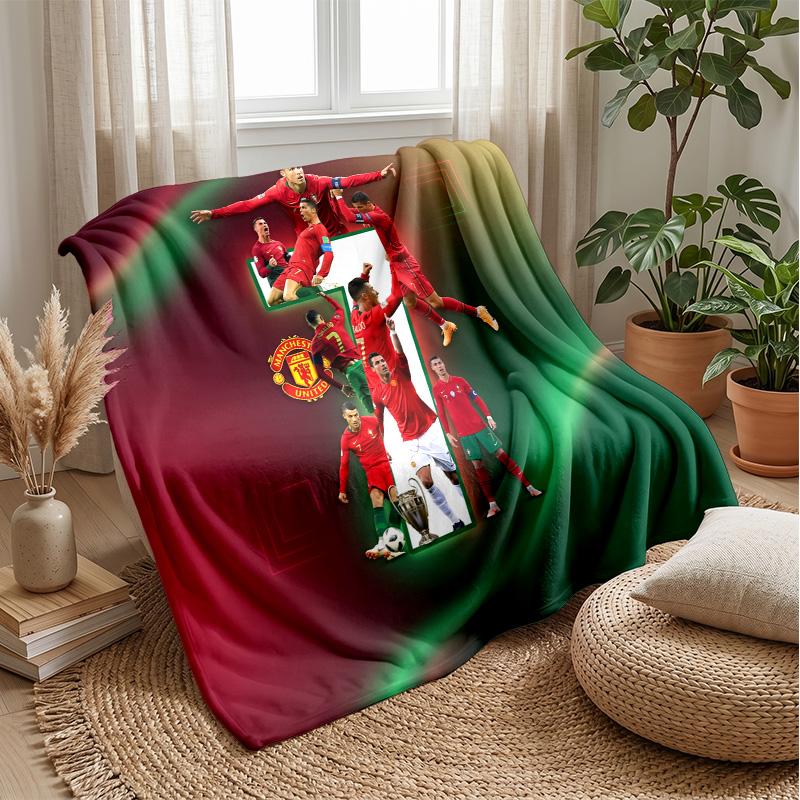 Portugal Football Printed Flannel Blanket Skin Friendly Warm Decorative Throw for Indoor Couch Bed Daily Use