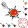 925 Sterling Silver Pendant Women Gemstone Handmade Jewelry Mothers' Day Gift Amber Amethyst Black Onyx Carnelian Garnet Quartz Green Onyx Gold Stone
