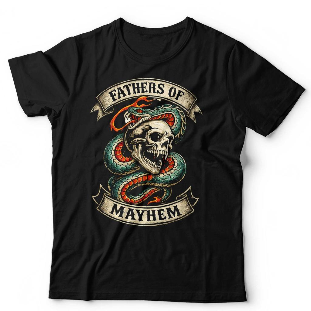 Fathers Day T Shirt Fathers Of Mayhem Skull Snake Traditional Tattoo Birthday