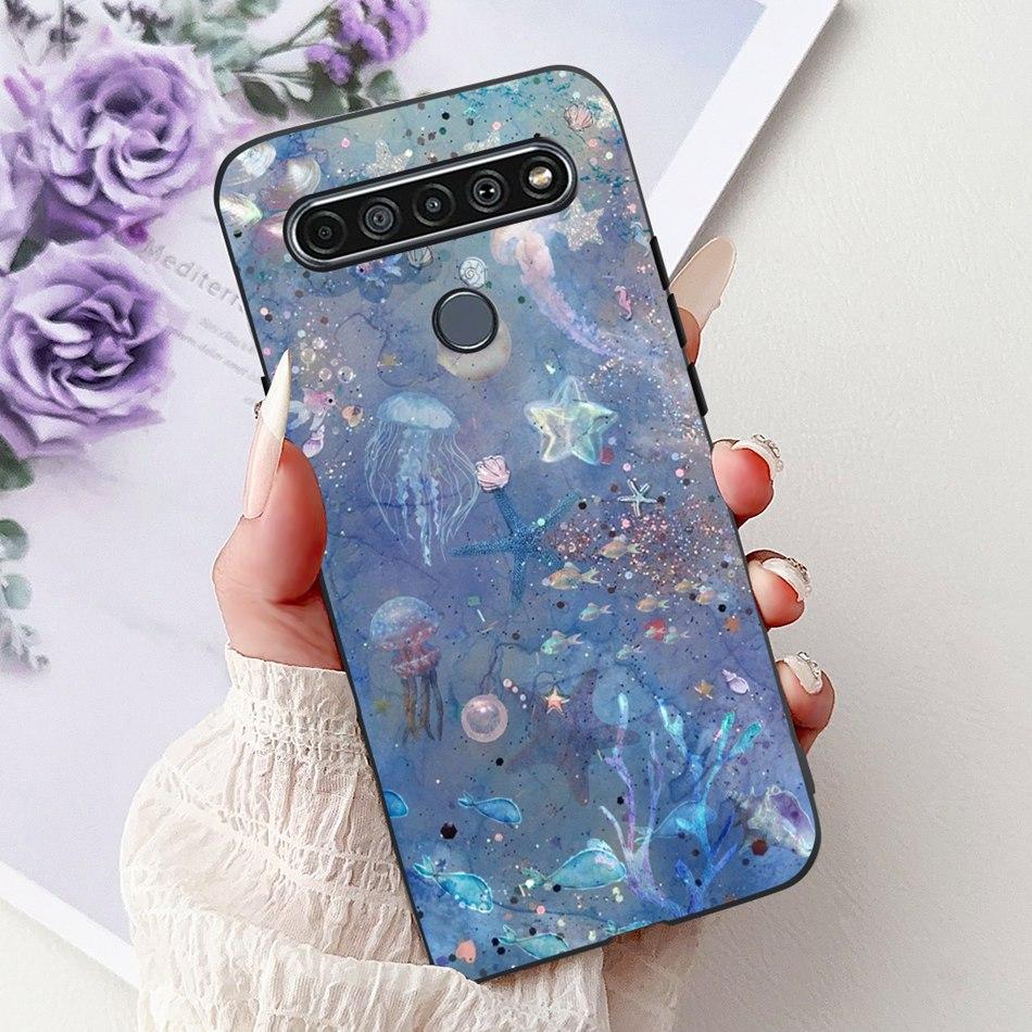 Для LG K41S K51S 2020 Элегантный Чехол для Телефона с Цветочным Котом, Для LG K41S K51S LM-K410 LM-K510 Черный Силиконовый Мягкий Чехол