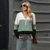 Осень-зима Pit Stripe Brushed Loose Comfortable Color Blocking Splicing Zip Hooded Long Sleeved Hoodies & Толстовки женские