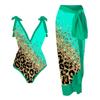 New Vintage Ethnic Print Women's One Piece Swimsuit Two Piece Sheer Skirt Conservative Push Up Padded Swimwear Beachwear