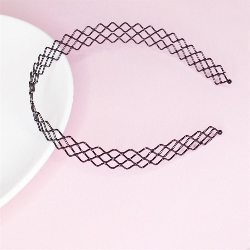 Двухслойный тонкий металлический обруч для волос, мужская резинка для волос весенней формы, повязка на голову в форме волны, детская повязка на голову