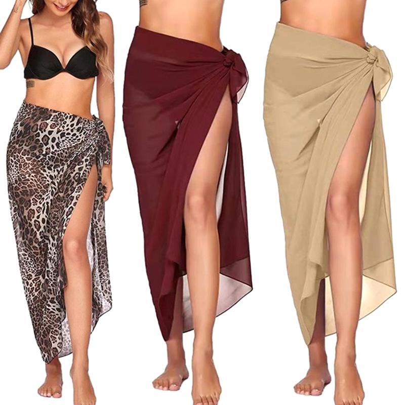 Summer Sexy Beach Skirts Women Beach Wear Chiffon Beach Wrap Skirt Towel Long Sarong Cover Up Sexy Bikini Scarf