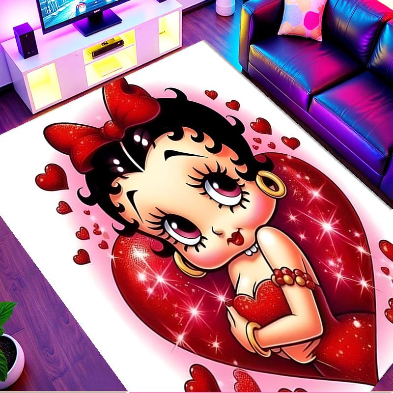Betty Boop Print Rug, Washable Floor Carpet, For Entryway Dorm Laundry Room Office Study, Home Decor Birthday Christmas Gift
