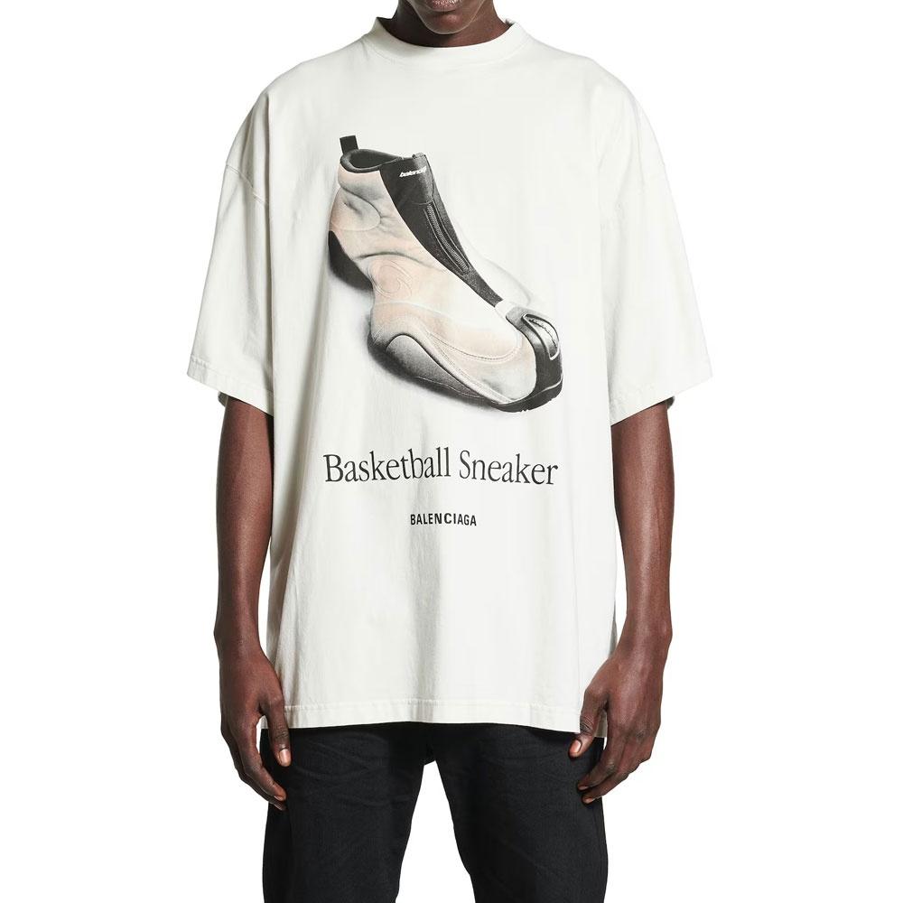 Balenciaga Футболка с принтом 'White' для мужчин, кроссовки для баскетбола 831305TSVN39012