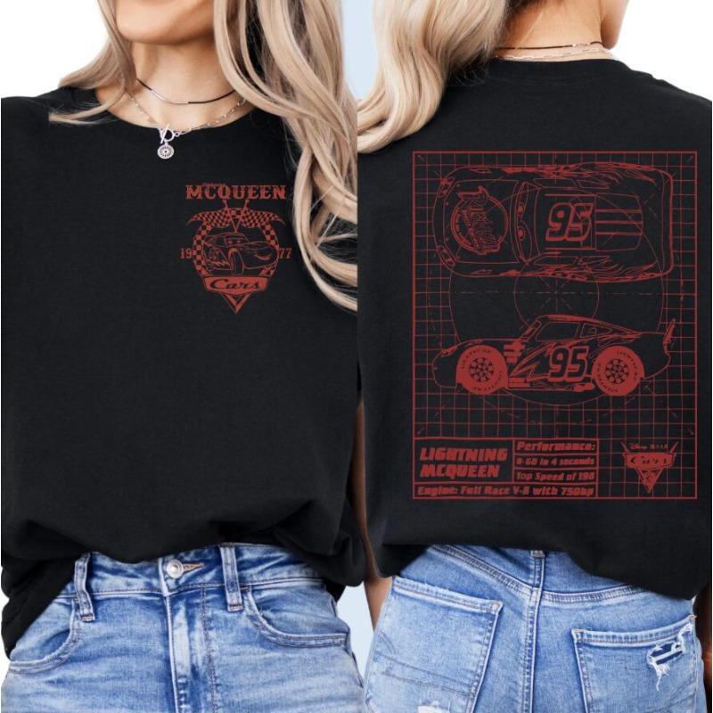 Lightning McQueen car shirt with Magical Journey print Tshirt Unisex cotton allseason base shirt vintage tops