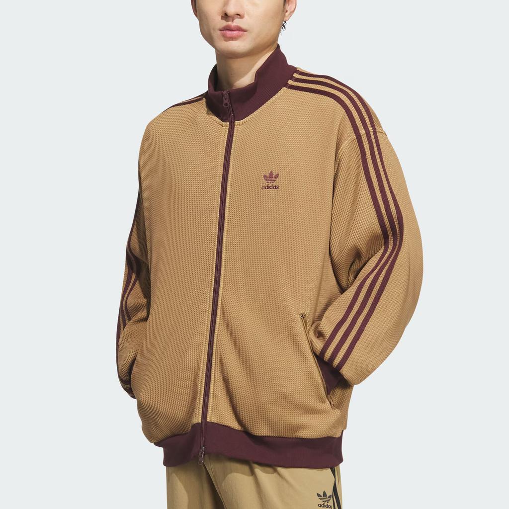 Adidas Originals Track Top Ss25 Knit Striped Stand Collar Sports Loose Multi Pocket Knitted Jacket Men Jacket KC2620