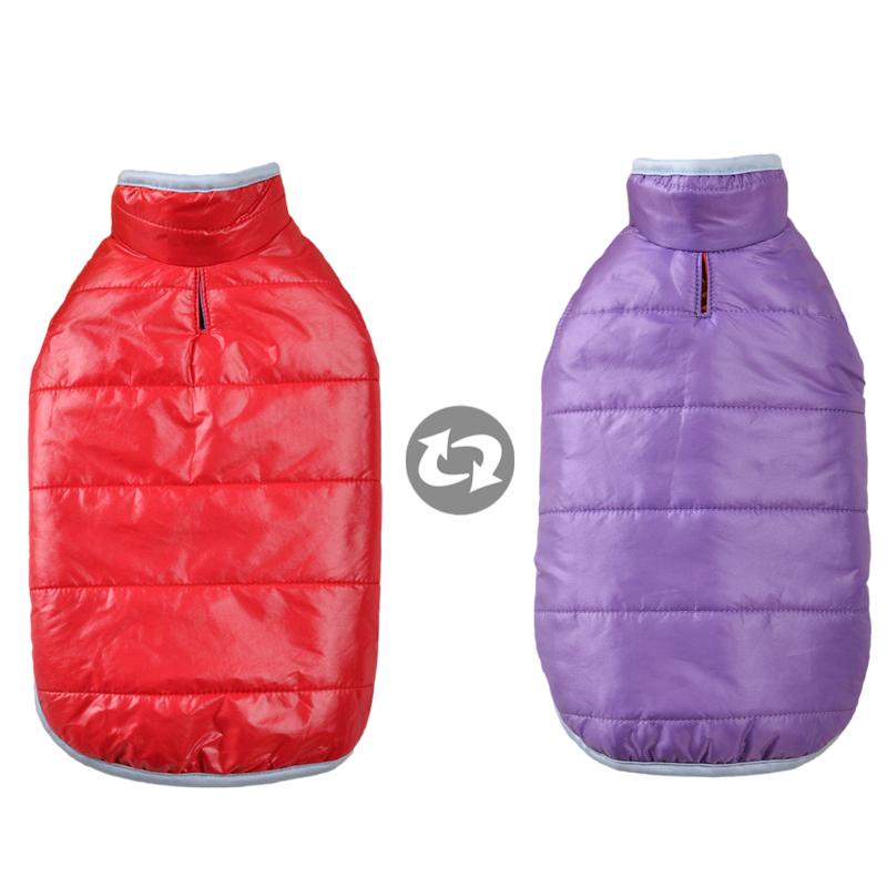 Двусторонняя зимняя куртка-пуховик для собак, водонепроницаемая, утолщенная, теплая одежда для собак маленьких и средних пород, костюм для кошек, пальто для французского бульдога