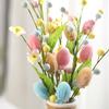 Пасхальные красочные яйца ветка дерева DIY цветочные букеты искусственное растение 2025 счастливой пасхальной вечеринки украшение для дома ваза весенний цветочный стебель