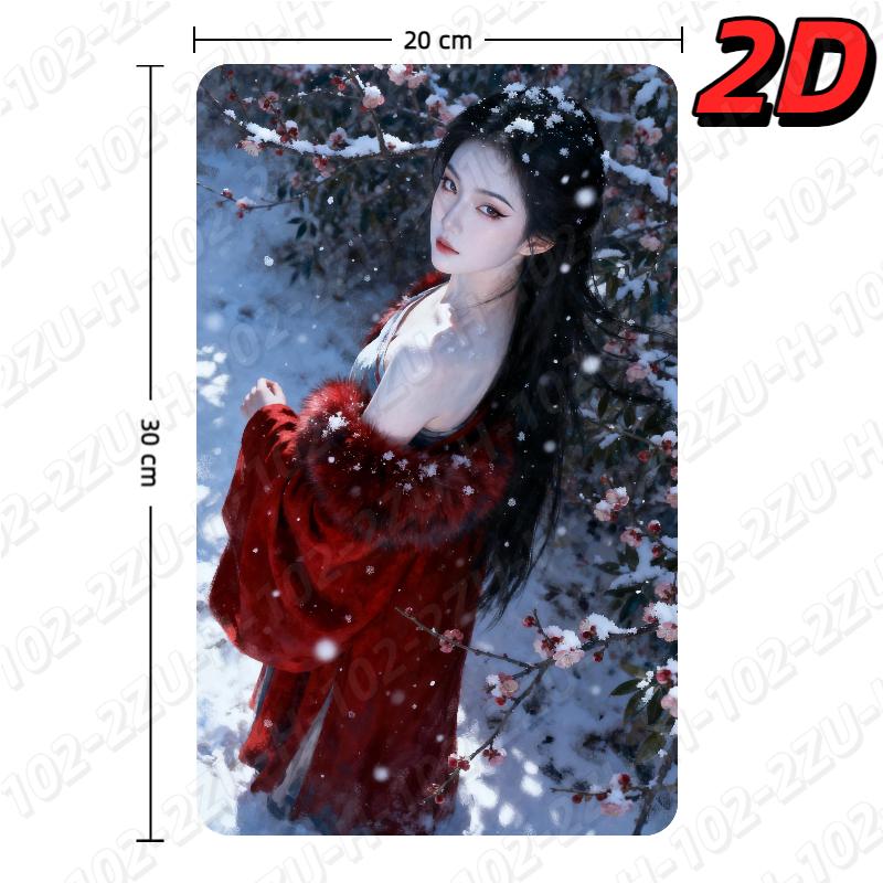 Winter Wall Decor Aluminum Art Red Figure Snow Blossoms Elegant Scene Durable Home Accent