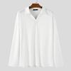 INCERUN Autumn Men Lapel Neck Long Sleeve Texture Pullover Tops