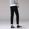 Spring Fashion Brand Black Elastic Jeans for Men's Korean Version Slim Fit Men's Casual Pants with Perforated Solid Color Feet Pants for Men's Fashion