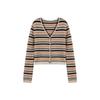 Women's V-Neck Striped Knit Cardigan