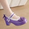 Модная женская обувь на среднем каблуке, туфли Лолиты из лакированной кожи с милым бантом, туфли Мэри Джейн, свадебная обувь для невесты, для косплея, вечеринки, красные, розовые, черные, зеленые, размер 31-43