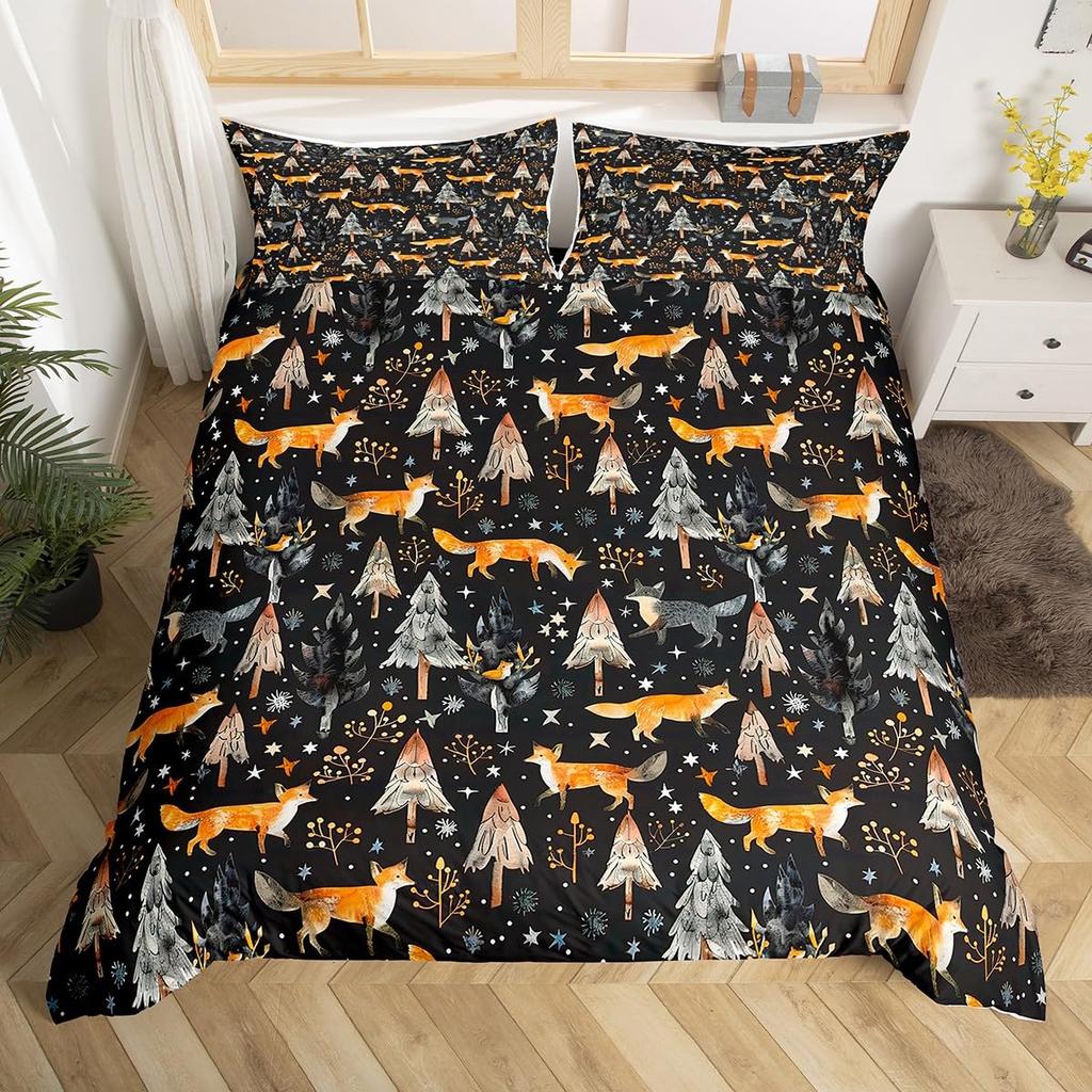 Fox Duvet Cover Sets For Kids Teens Quilt Covers Lightweight Down Room Decor Queen King Size 2 Pillowcase 1 Duvet Cover No Quilt