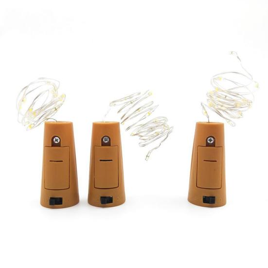 Pleasure Holiday 15/20 LED Wine Bottle Cork Lights Silver Wire for Wedding Festival Party Decor