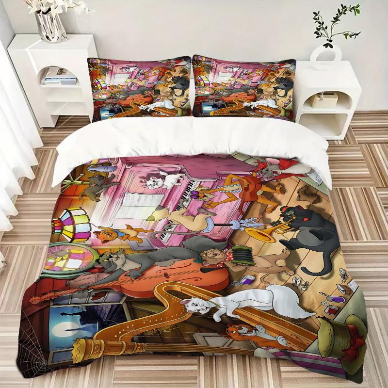 3Pcs Cats Concert Bedding Sets For All Sizes New 3D Printed Bed Cover Comforter Duvet Cover Pillowcase Bedroom Decoration