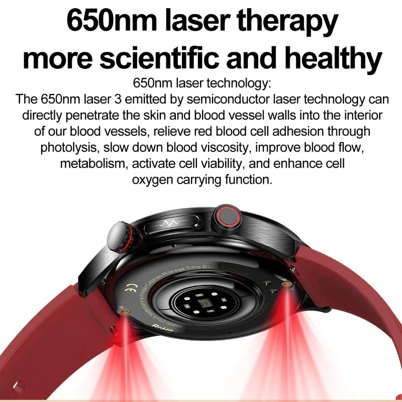 2025 New Non-Invasive Laser Treatment Three High Smart Watch Sapphire Screen Blood Fat Uric Acid ECG Health Diagnosis Smartwatch