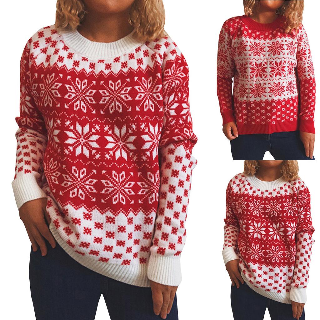 Women's Autumn/Winter Fashion Christmas Sweater Round Neck Long Seeve Sweater