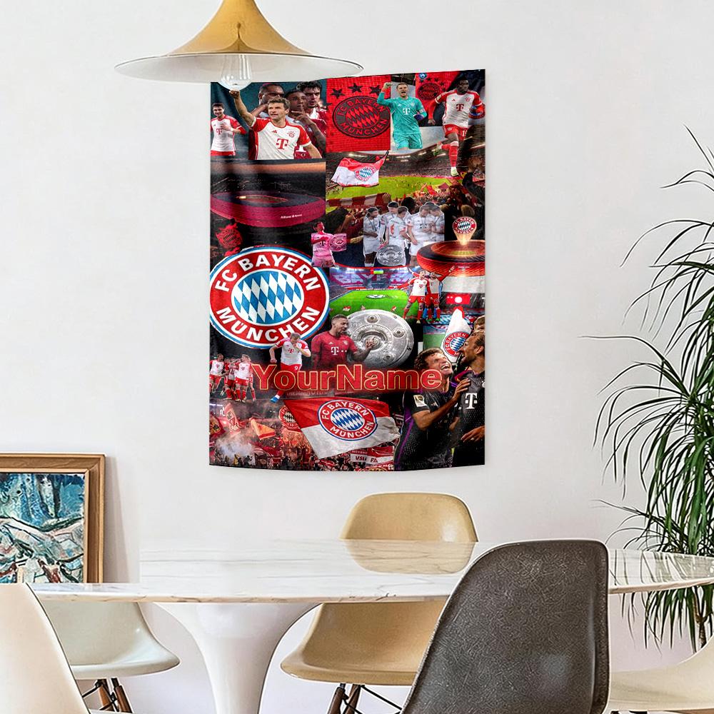 Fc Bayern Mnchen Custom Your Name Wall Decor Tapestry Art For Pet Memorial Birthdaywedding Party Backdrop Family Gift