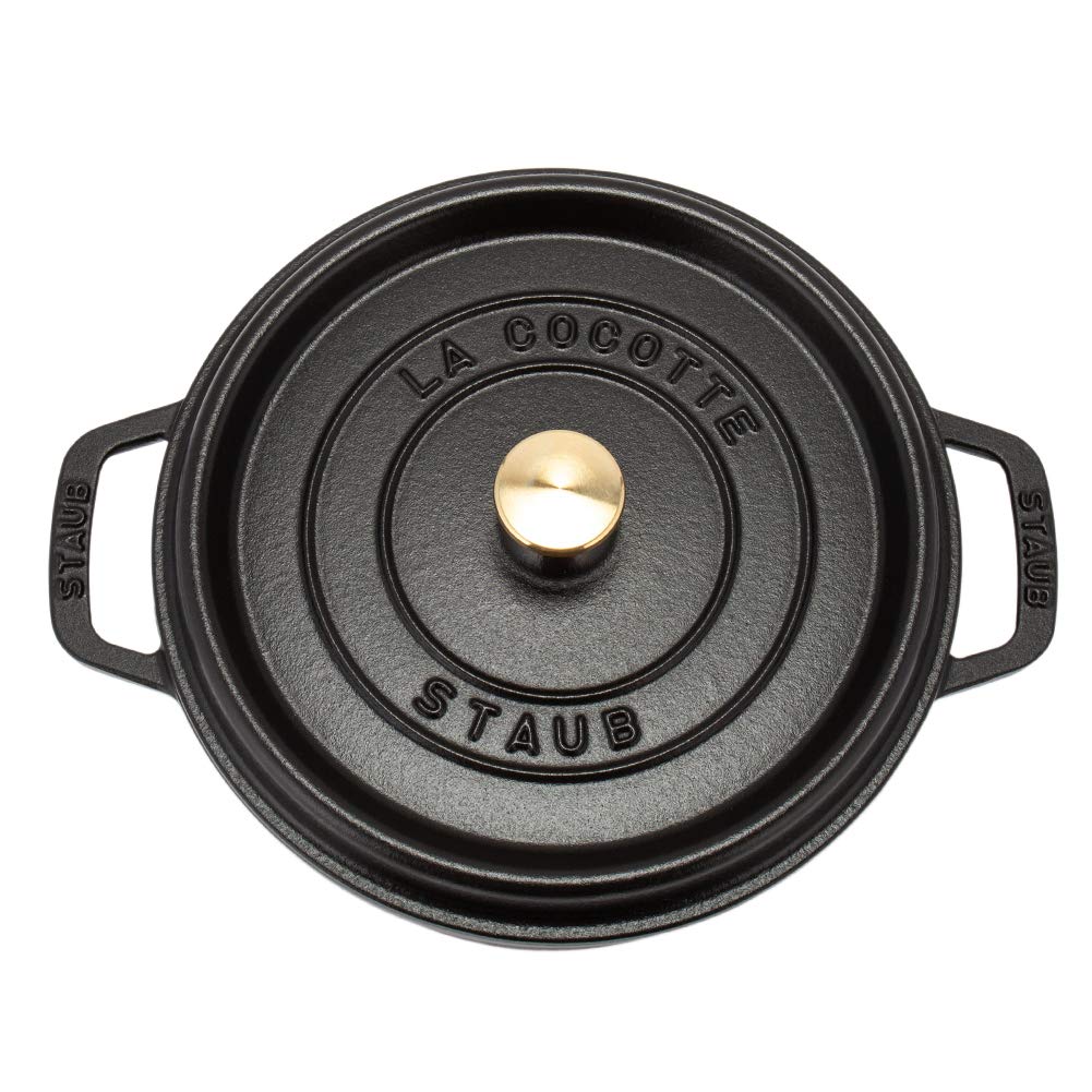 Staub Pico Cocotte Round 24cm Black 1102425 Two Handed Pot Enamel Pot Rund Brater Black Pico Cocotte Pot Stylish Cookware Kitchen Supplies [Staub]