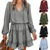 Women's Fashion Casual Solid Color Long Sleeve High Waist Pullover Dress