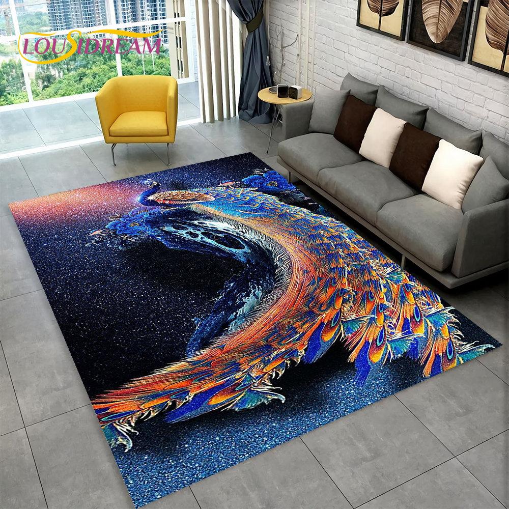 3D изысканный коврик с изображением павлина, коврик для дома, гостиной, спальни, дивана, коврик для кухни, украшение для кухни, нескользящие коврики