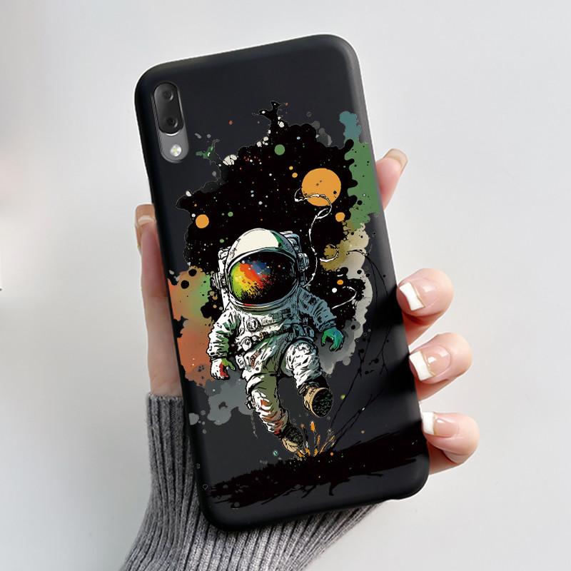 Casing For Sony Xperia L3 L4 Case Aesthetic Fashion Cute Cat Astronaut Black Soft Silicone Matte Shockproof Back Cover Bumper