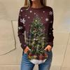 Tee Shirts For Women Casual Round Neck Long Sleeve Shirts Christmas Printing Top Pullover