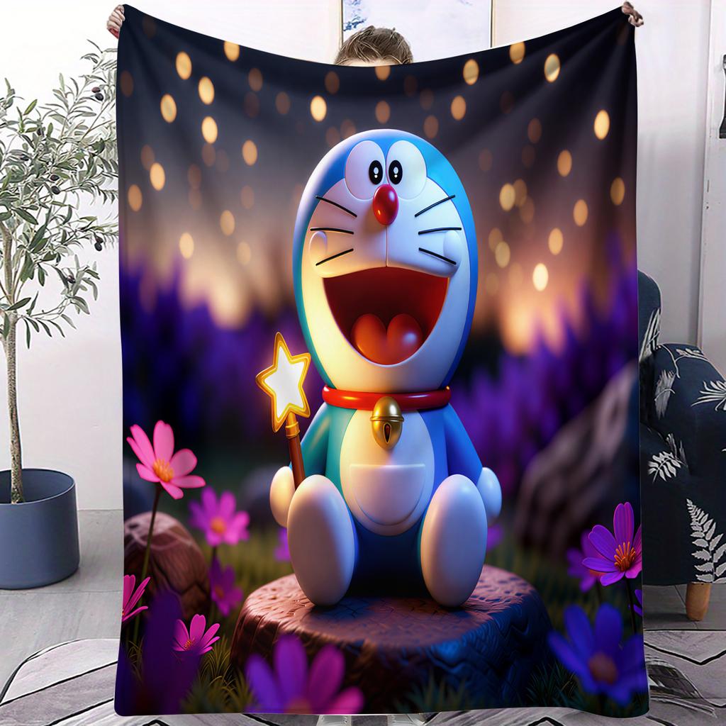 High Quality Doraemon Japanese Anime Small Cover Blanket Plush Sofa Throw Blanket Novelty Warm All Season Children Home Gift