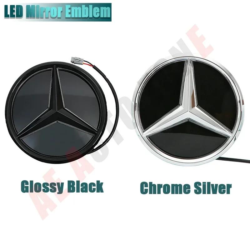 Silver Border 3D Mirror Emblem A W176 B W246 C W205 Class Matte Black OE Style Front Grille Star Emblem Logo For Mercedes Benz ZM1