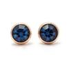 E389 8mm Montana Austrian Crystal Rose Gold Earrings