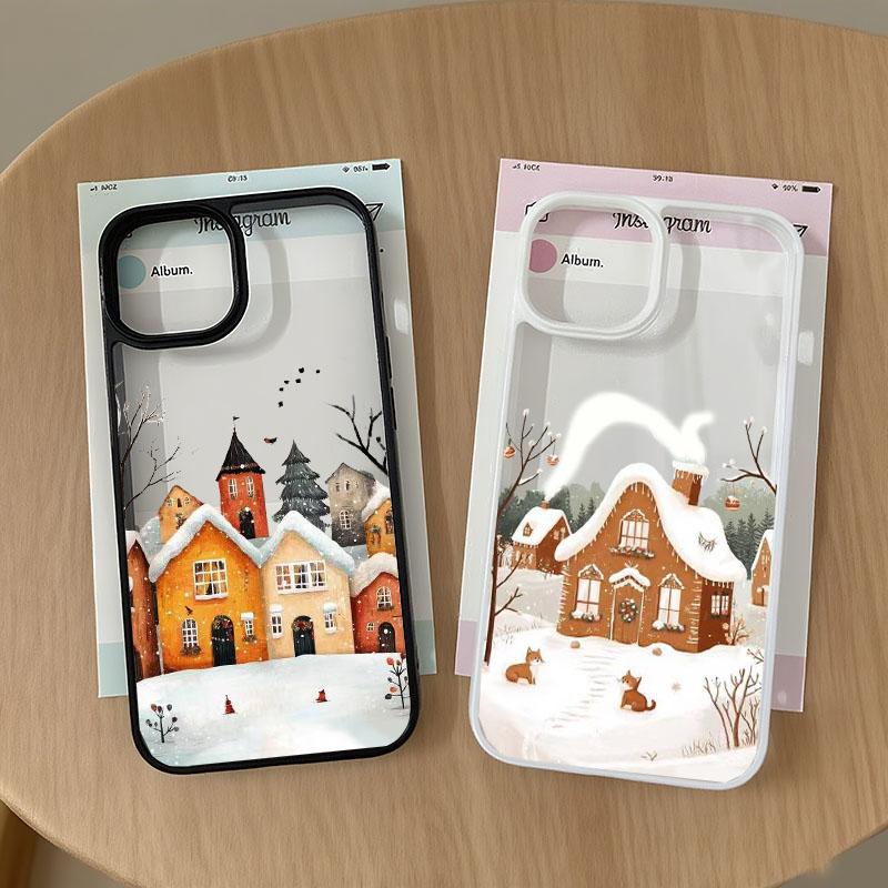 Городская Зимняя Уличная Снежная Сцена Зимний Чехол для Телефона для Iphone 17 Air 17 Pro Max 16 15 14 13 Pro Plus 13 12 Mini XR 7 8 Чехлы