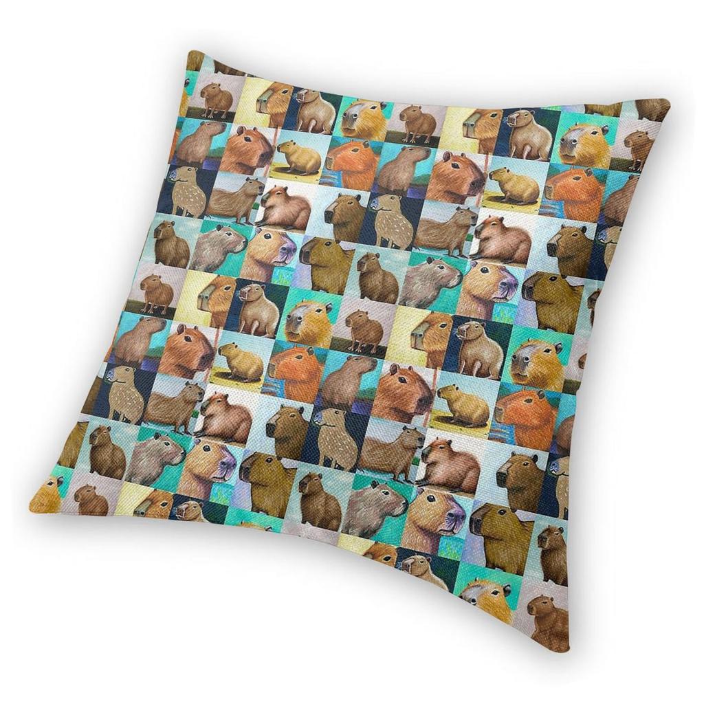 Capybaras Zoo Animals Square Pillowcase Polyester Linen Velvet Printed Zip Decor Throw Pillow Case Sofa Cushion Cover