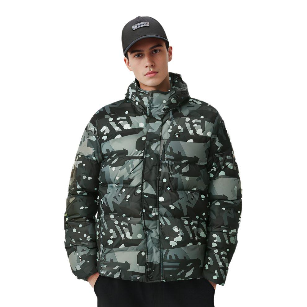 Timberland Мужская пуховая куртка серого камуфляжа A1NDO-M87