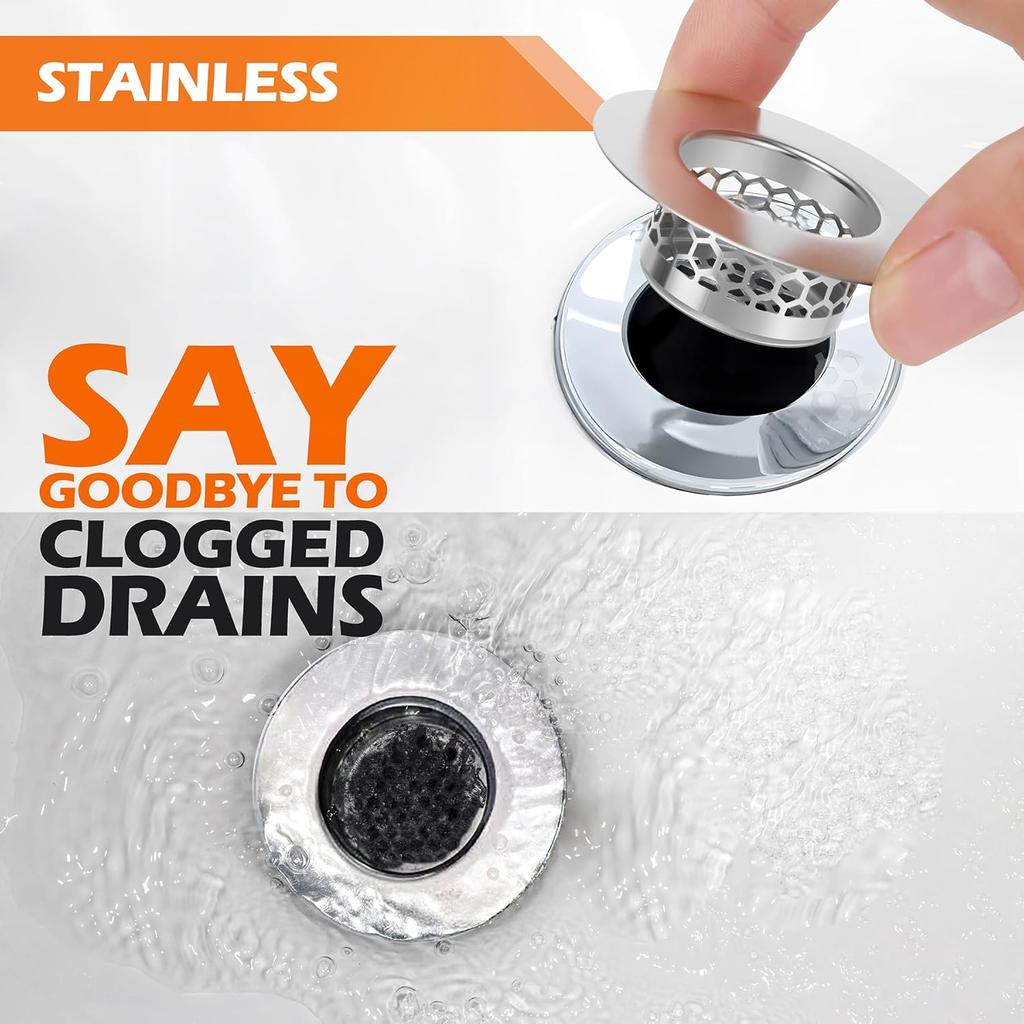 Bathroom sink drain filter Inoxidable Bathroom Drain Hair Catcher Tub Sink Strainer 3pcs